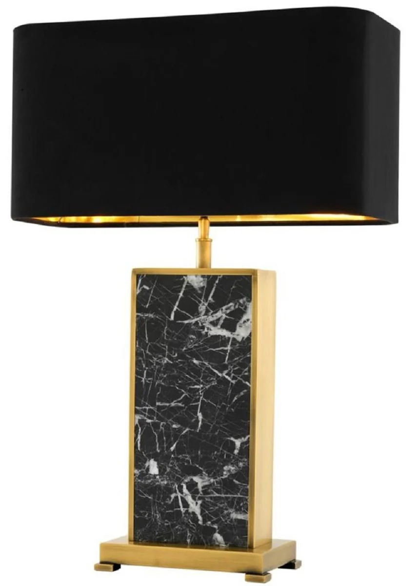 Casa Padrino lámpara de mesa de lujo latón antiguo / negro 46 x 22 x H. 66 cm - Colección de Lujo