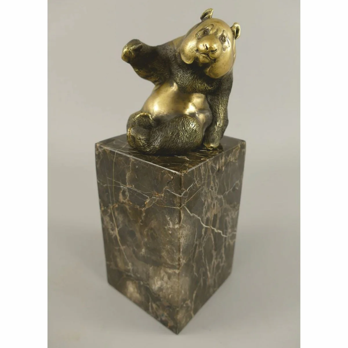 Casa Padrino escultura de bronce oso panda oro / negro A. 21 cm - Figura de bronce