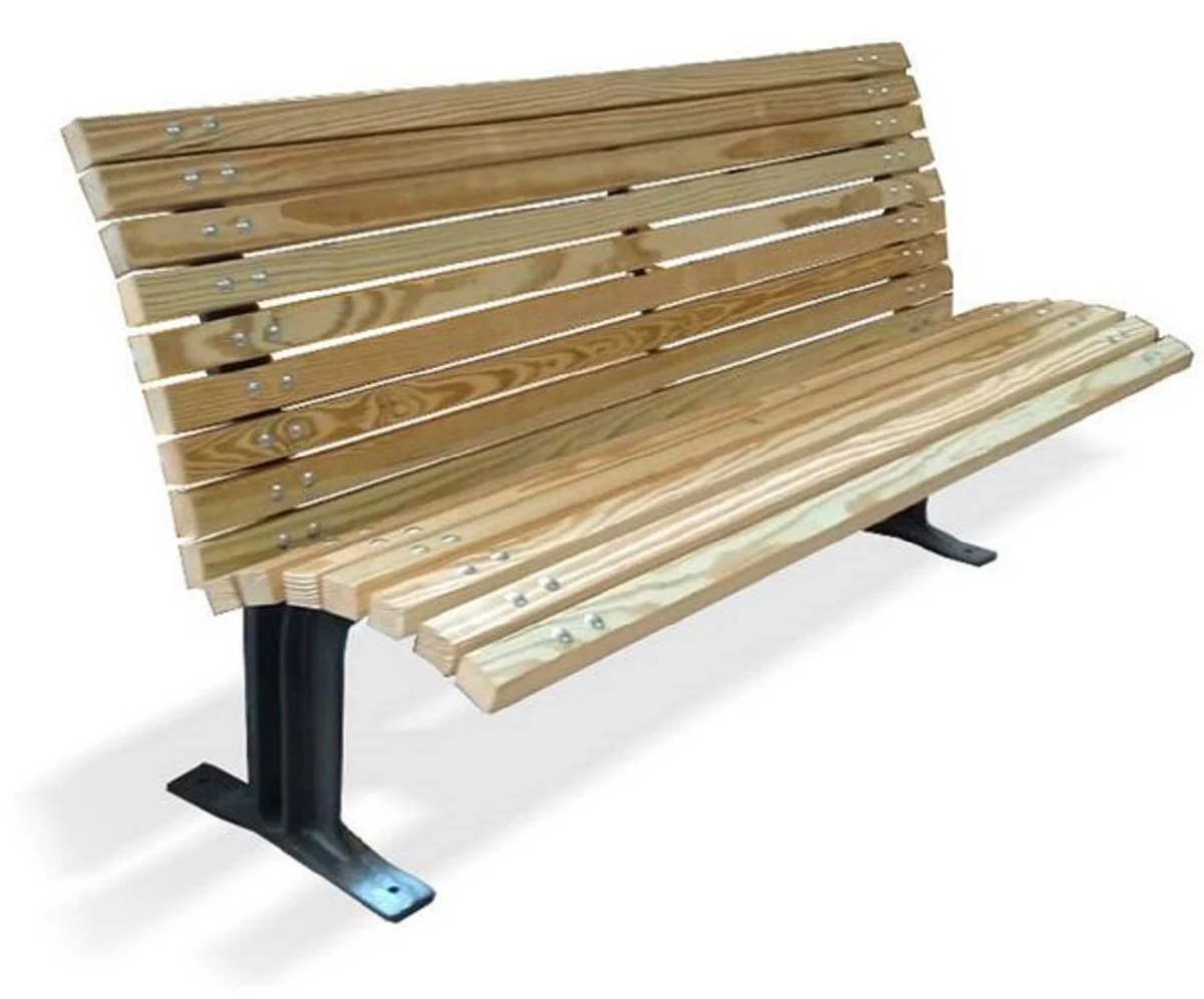 Casa Padrino banco de parque - Banco urbano con respaldo natural / negro 180 cm