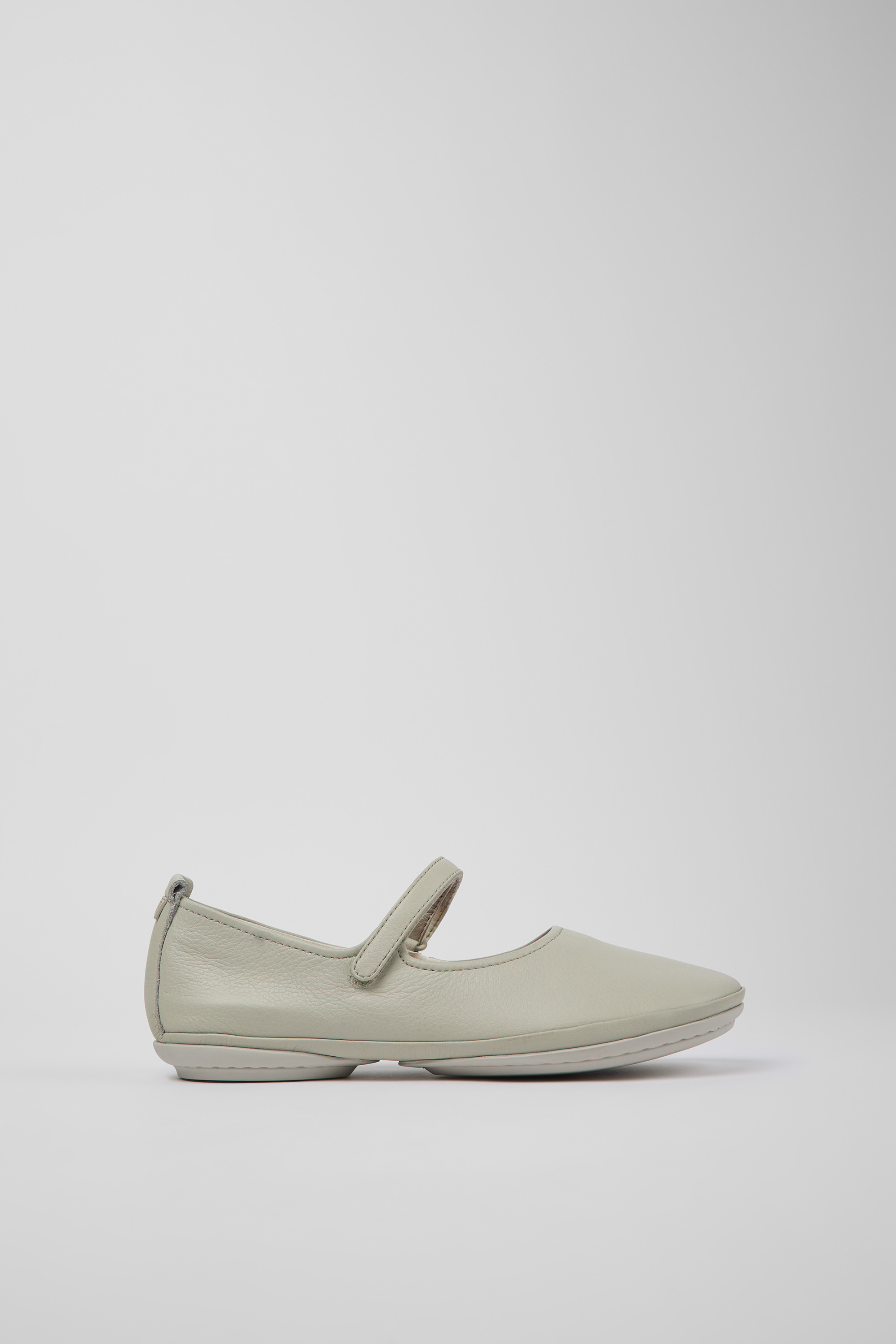Right - Gray leather ballerinas for women