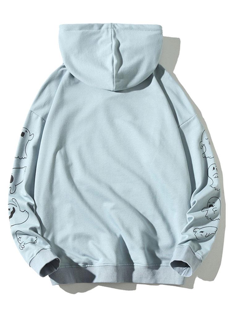 Relax Fit Ghost Print Hoodie