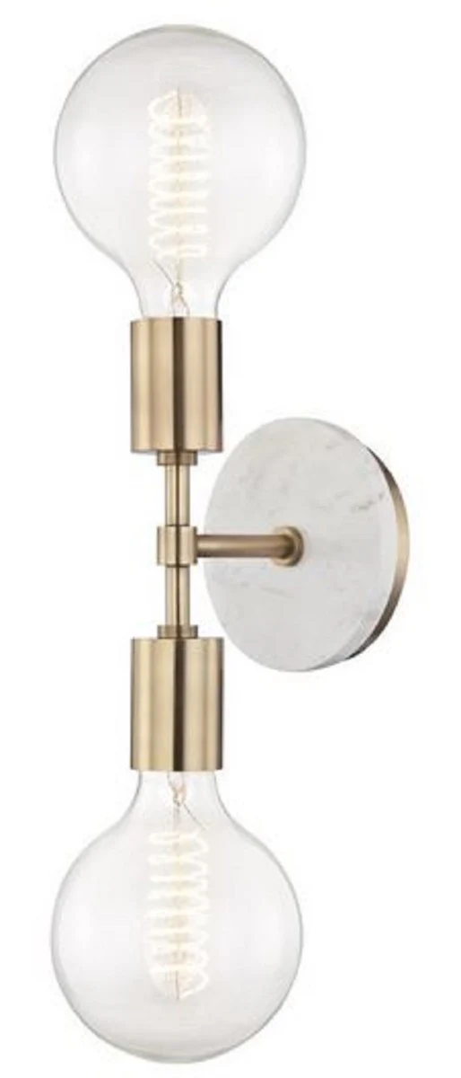 Casa Padrino lámpara de pared doble de lujo latón antiguo / blanco 12,7 x 16,5 x H. 50,8 cm - Lámpara de Pared para Hoteles y Restaurantes