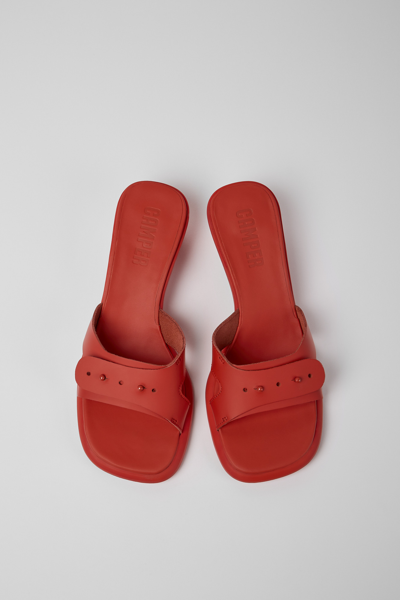 Dina - Red leather sandals for women