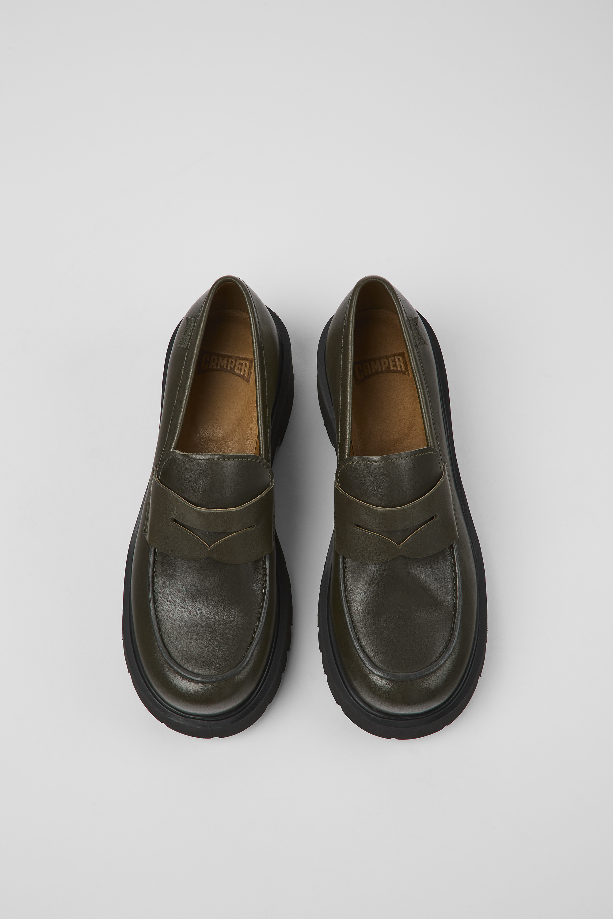 Milah - Green leather loafers for women