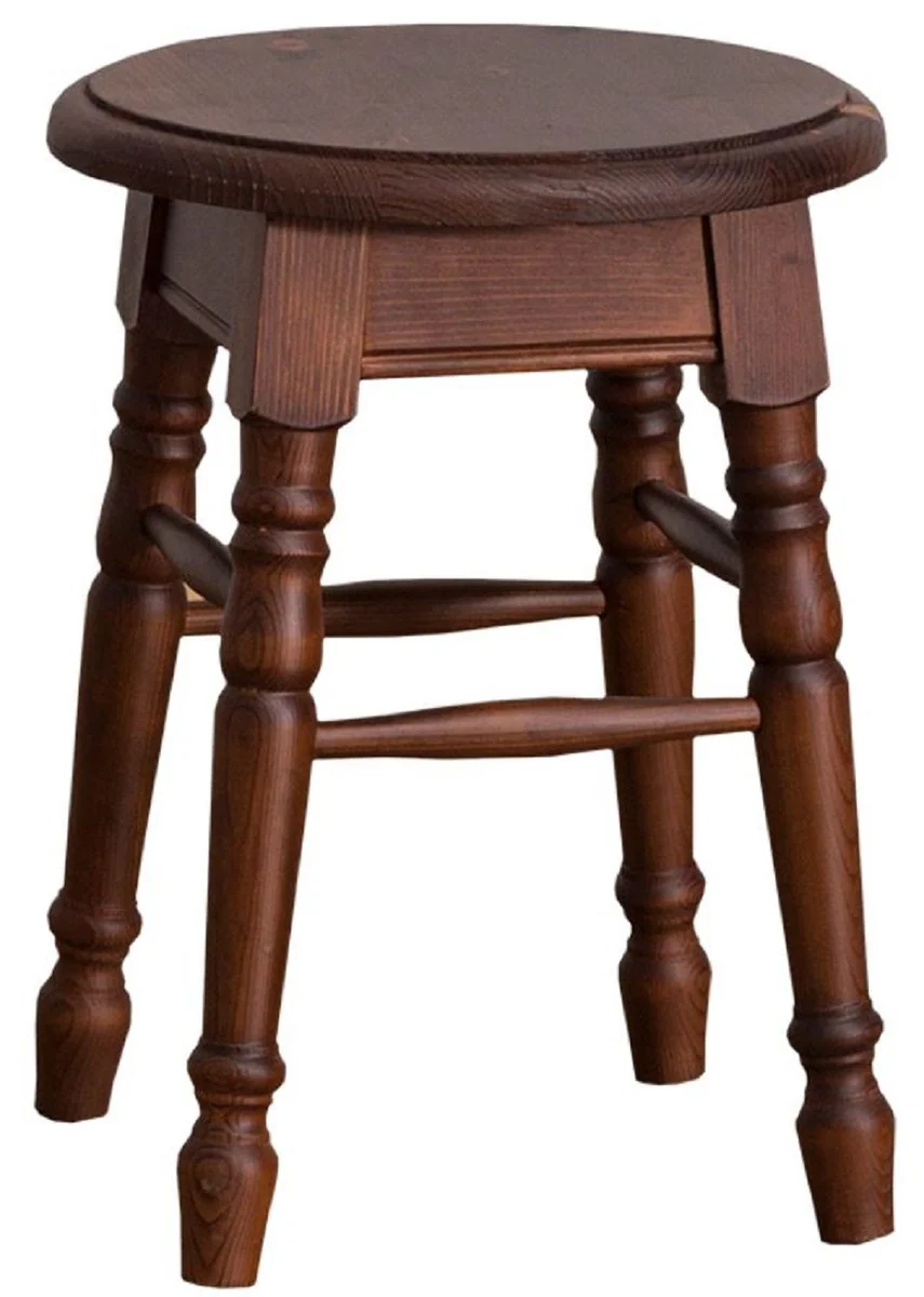 Casa Padrino taburete de estilo campestre marrón 35 x 35 x H. 45 cm - Taburete de Madera Maciza en Estilo Campestre