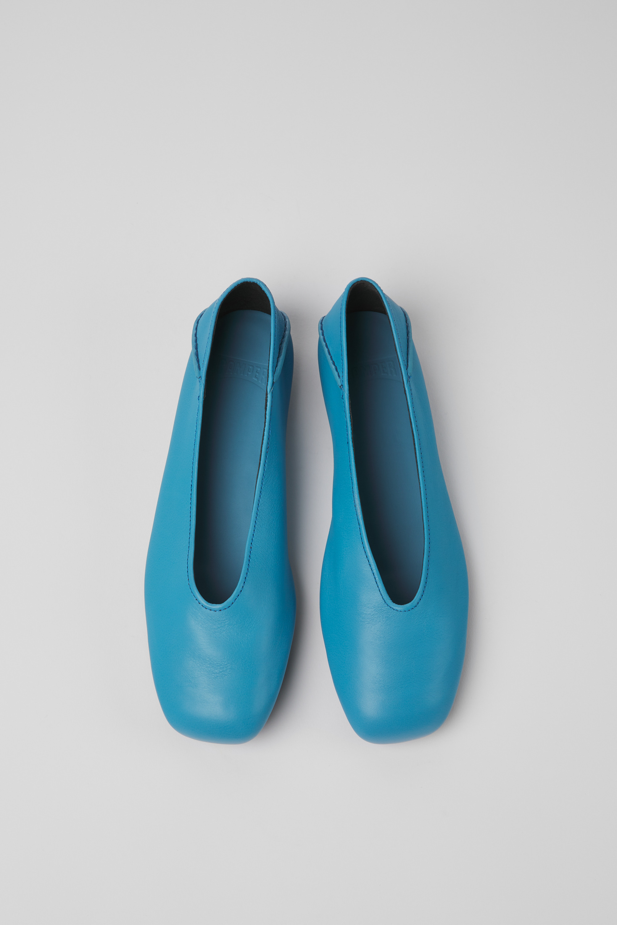 Casi Myra - Blue leather ballerinas for women