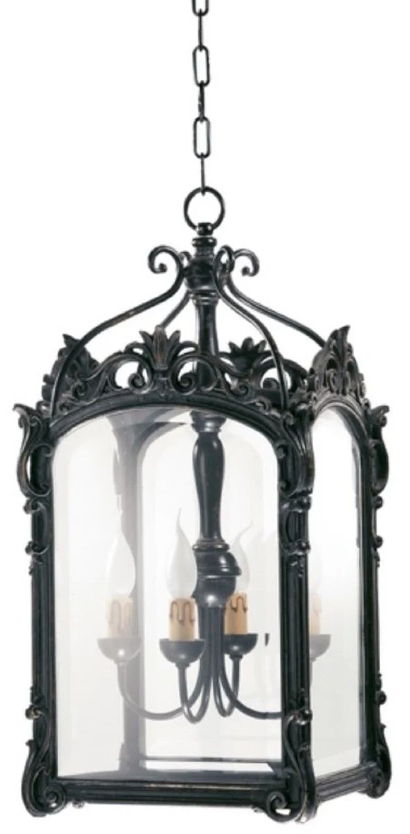 Casa Padrino lámpara colgante de salón barroco de lujo negro antiguo 34 x 34 x A. 64 cm - Lámpara colgante hecha a mano de estilo barroco - Calidad de Lujo - Hecho en Italia - Noble y Magnífica