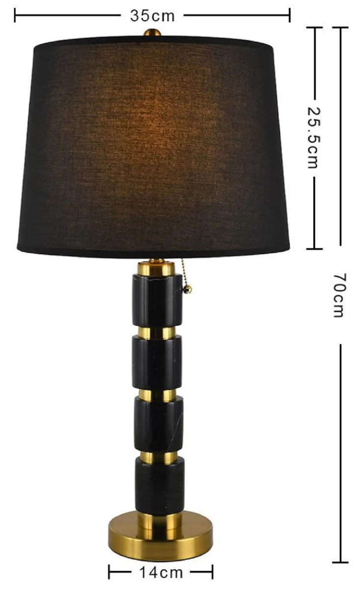 Casa Padrino l¨¢mpara de mesa de m¨¢rmol de lujo negro / oro A. 70 cm