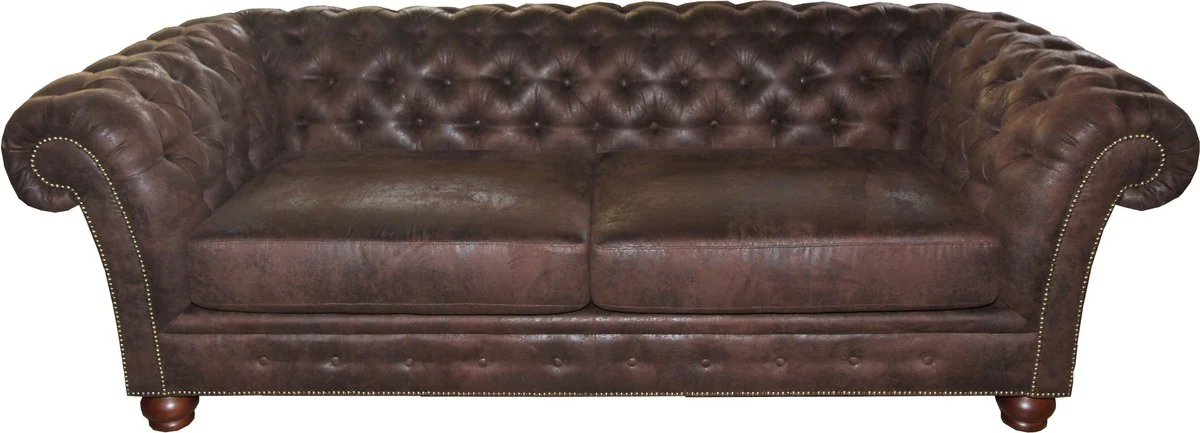 Casa Padrino Limited Edition Designer Chesterfield 3 seater sofa Brown B 226 cm - Club furniture
