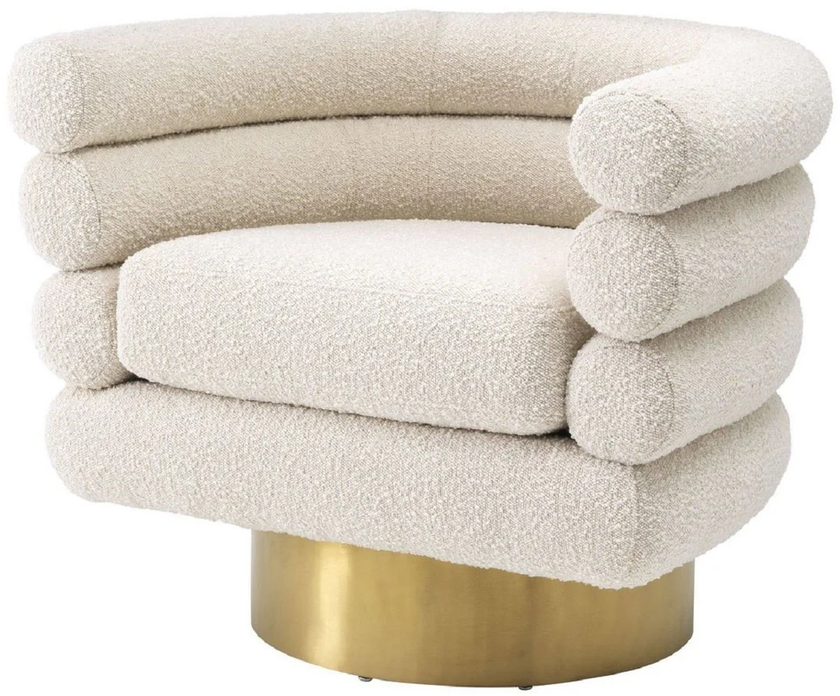 Casa Padrino sill¨®n giratorio de lujo crema / lat¨®n 87 x 69 x A. 70 cm - Sill¨®n de Sal¨®n - Muebles de Lujo