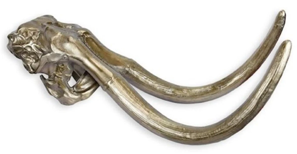 Casa Padrino decoración de pared de lujo astas de mamut plata 92,3 x 39,5 x A. 39,5 cm - Astas de decoración de aluminio - Decoración de pared de salón - Decoración de pared de aluminio