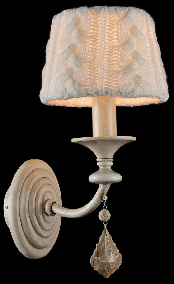 Casa Padrino Baroque Crystal Wall Lamp / Wall Light Beige 15 x 23 x H. 33 cm - Baroque Style Furniture