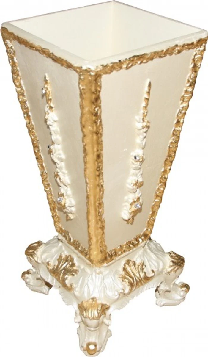 Casa Padrino Baroque luxury umbrella stand in cream / gold with bling bling rhinestones - Hotel Interior Luxury Collection - Limited Edition