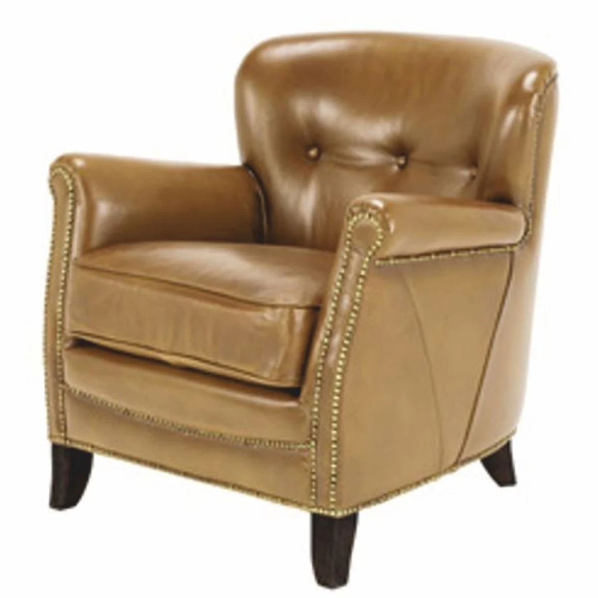 Casa Padrino sill¨®n de lujo de cuero marr¨®n / negro - Muebles de sal¨®n en cuero genuino