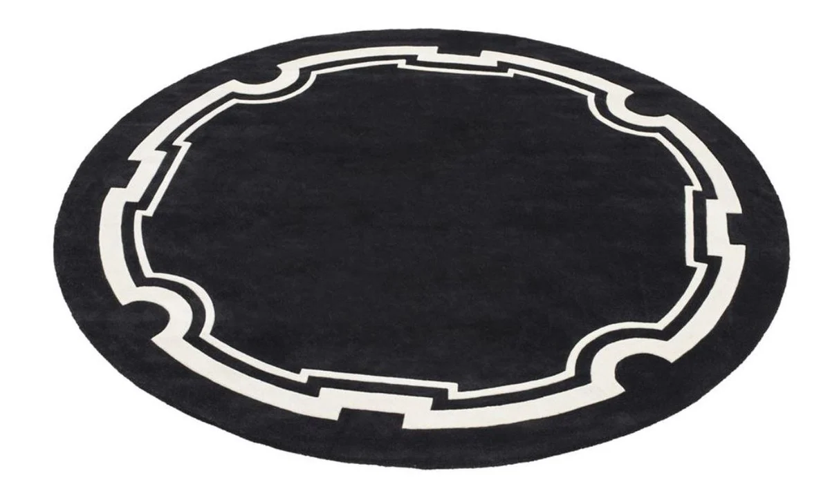 Casa Padrino Alfombra de Lujo de Lujo Negro Diámetro 280 cm - Edición Limitada