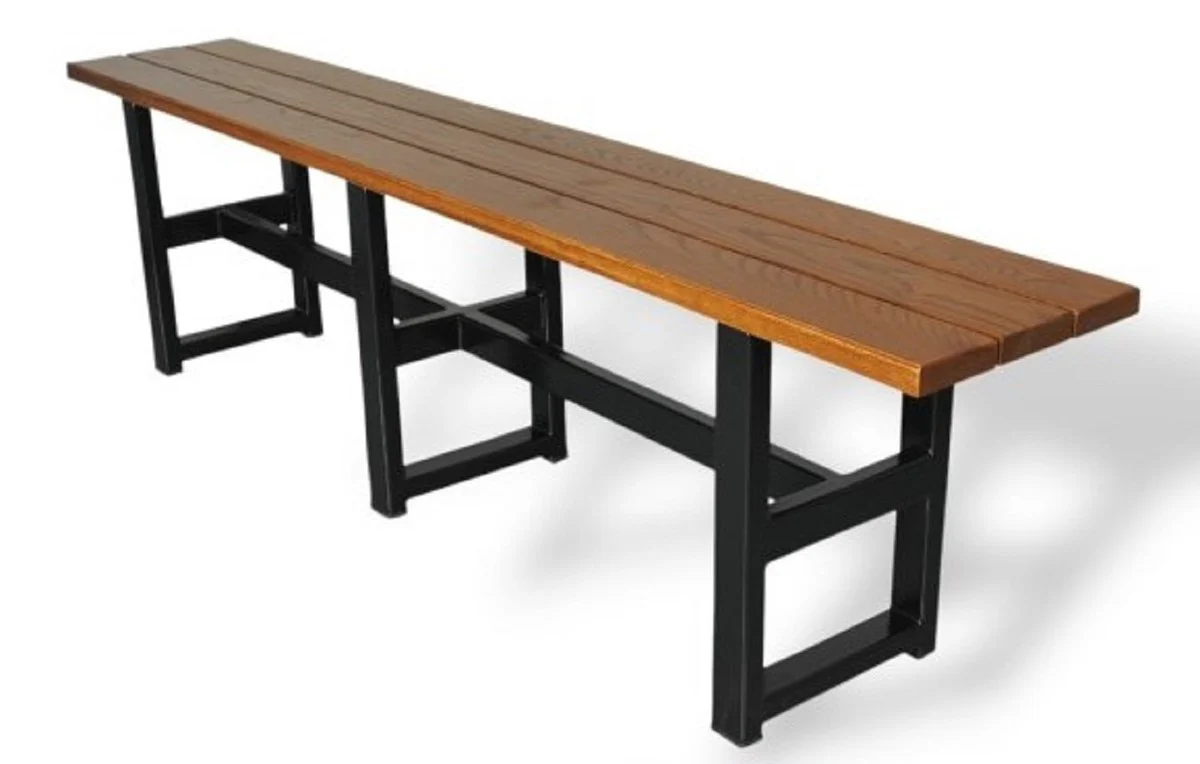 Casa Padrino Conjunto de Muebles de Cerveza de Estilo Industrial Marr¨®n Oscuro / Negro - 1 Mesa de Cerveza de Estilo Industrial y 2 Bancos de Cerveza de Estilo Industrial - Muebles de Restaurante