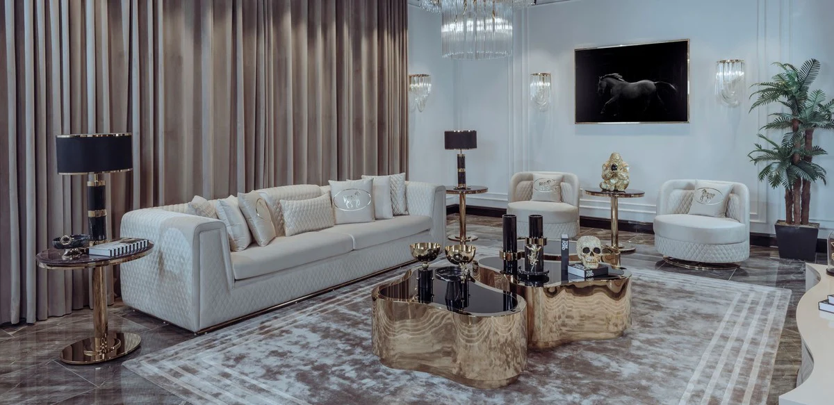 Casa Padrino sill¨®n de sal¨®n y hotel de lujo crema / oro 85 x 82 x A. 80 cm