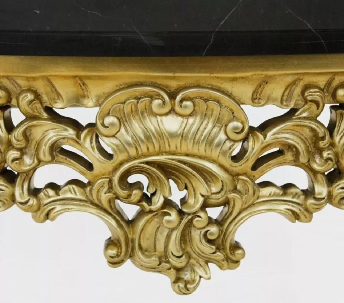 Casa Padrino consola barroco de lujo oro / negro - Mesa consola hecha a mano de madera maciza con tapa de m¨¢rmol - Muebles de sal¨®n de lujo estilo barroco - Muebles barrocos - Interiores barrocos