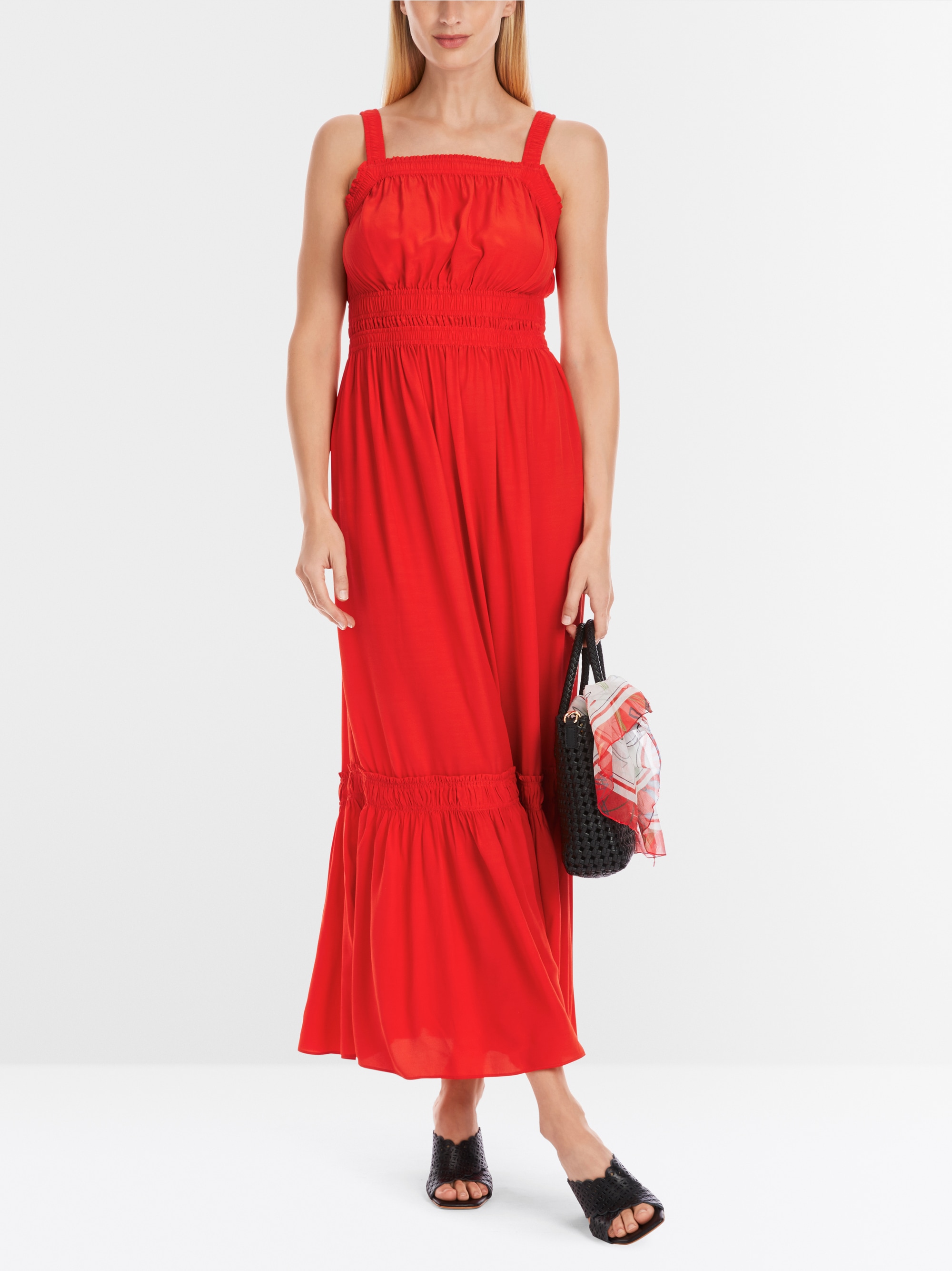 Marc-Cain Unicolour long dress with ruffled hem