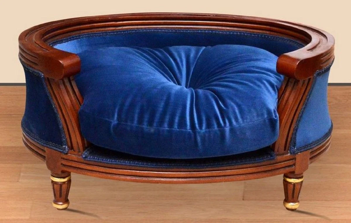 Casa Padrino cama para perros barroco azul real / marrón / oro - Muebles barrocos para perros - Muebles barrocos para mascotas - Muebles de estilo barroco