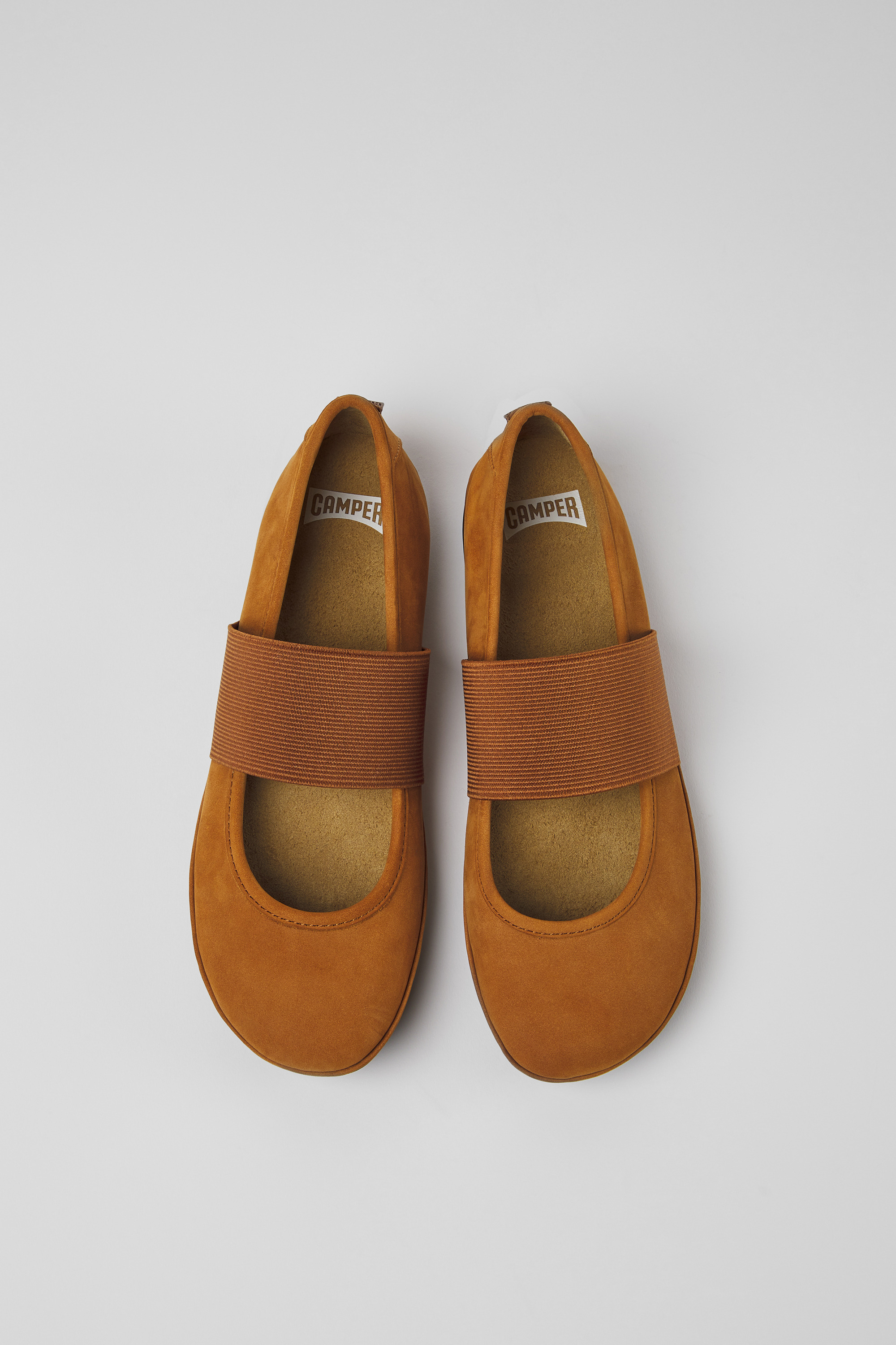 Right - Brown nubuck ballerinas for women