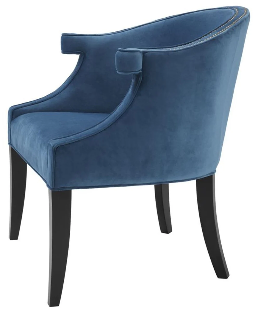 Casa Padrino sillón de salón de lujo con brazos azul / negro 70 x 70 x H. 83 cm - Muebles para Hoteles