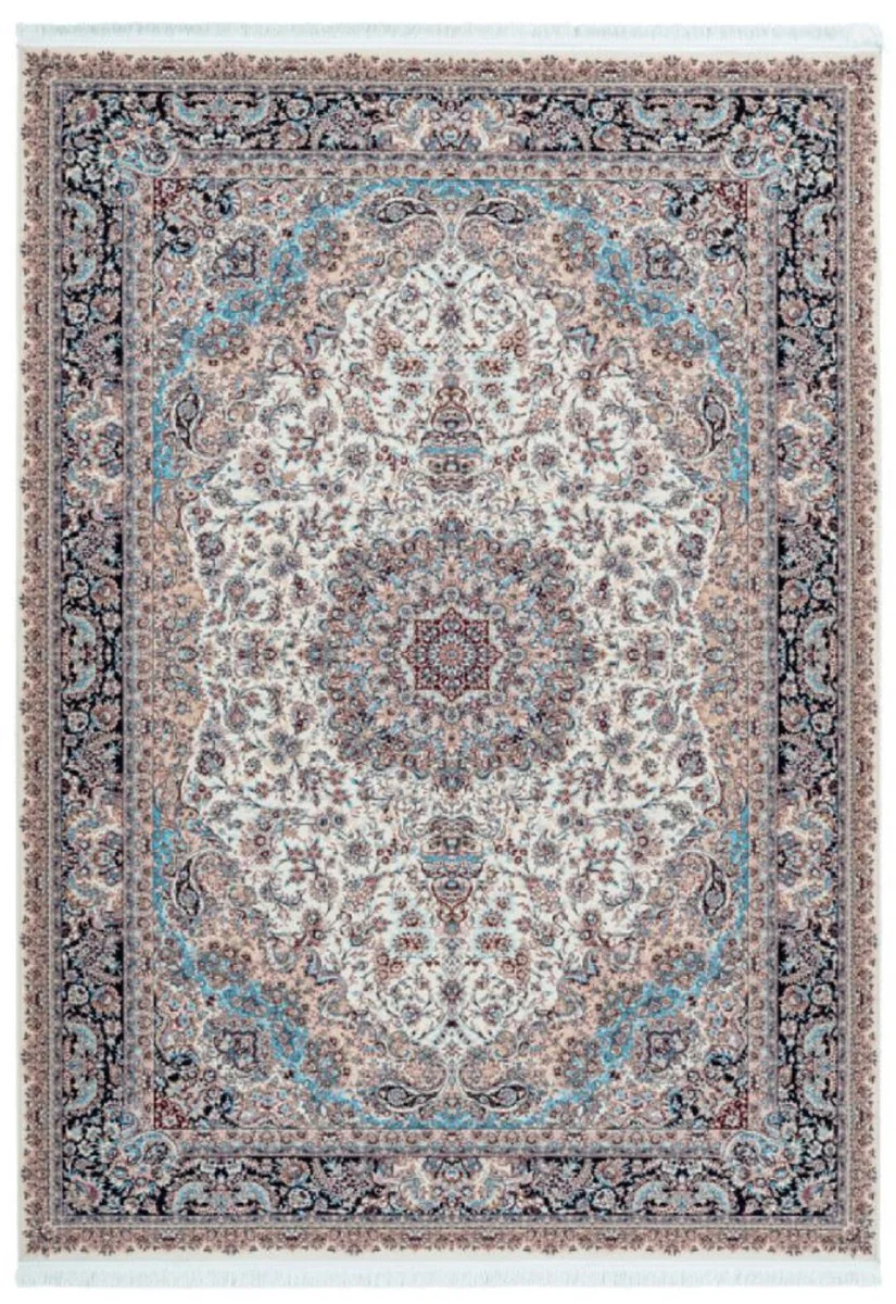 Casa Padrino alfombra de fibra sintética de lujo con franjas marfil / multicolor - Diferentes Tamaños - Alfombra de salón rectangular en estilo oriental