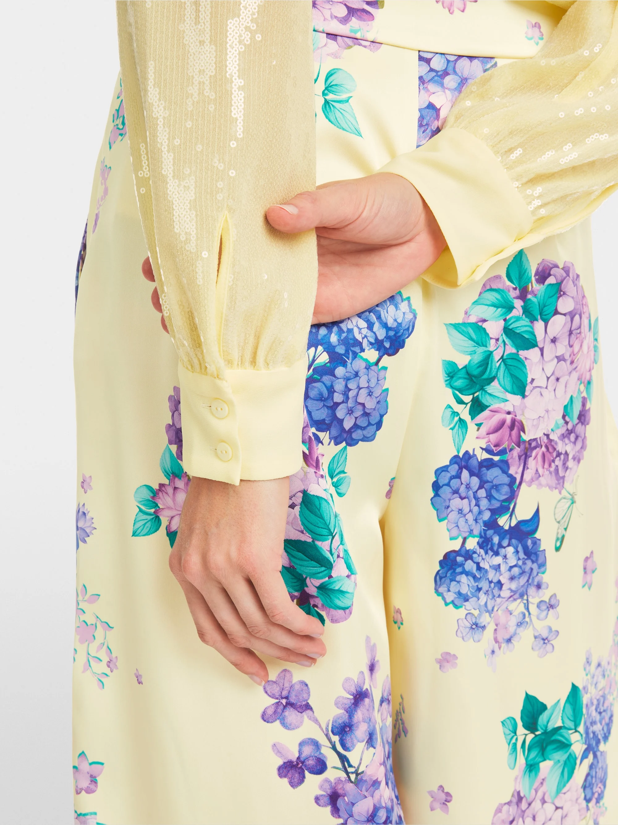 Marc-Cain Plain sequin fabric pussy bow blouse