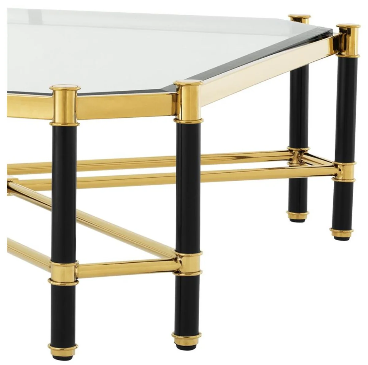 Casa Padrino mesa de centro de lujo oro / negro 115 x 115 x H. 35,5 cm - Edición Limitada