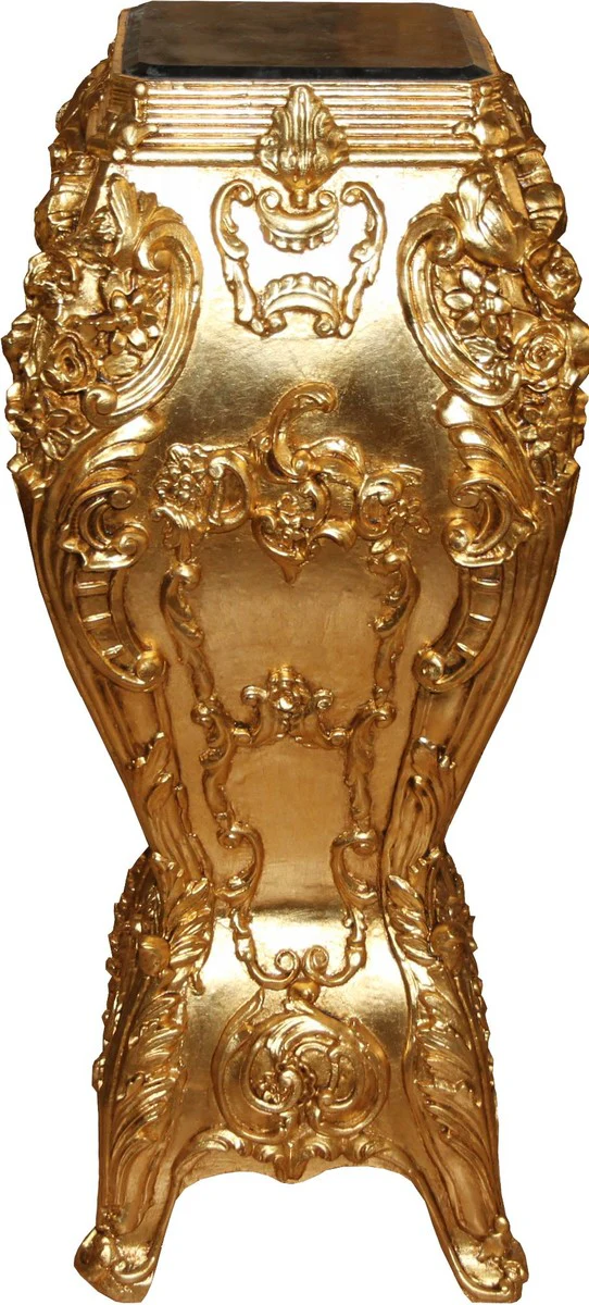 Columna de mármol barroco Casa Padrino dorado / negro 105 x 35 x H.35 cm