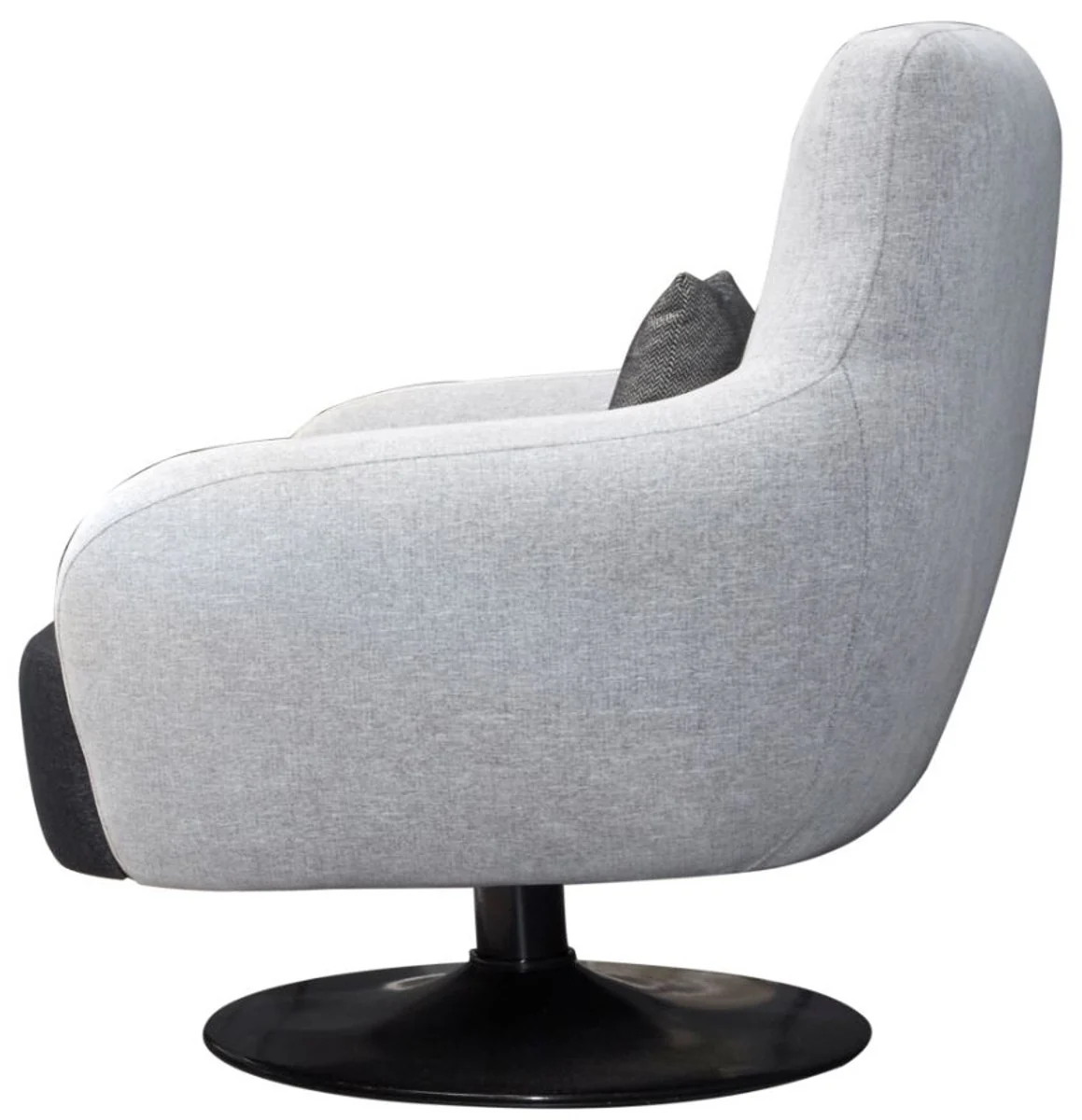 Casa Padrino sill¨®n giratorio de lujo gris claro / negro 87 x 84 x A. 88 cm - Sill¨®n de sal¨®n con coj¨ªn decorativa - Muebles de sal¨®n de lujo