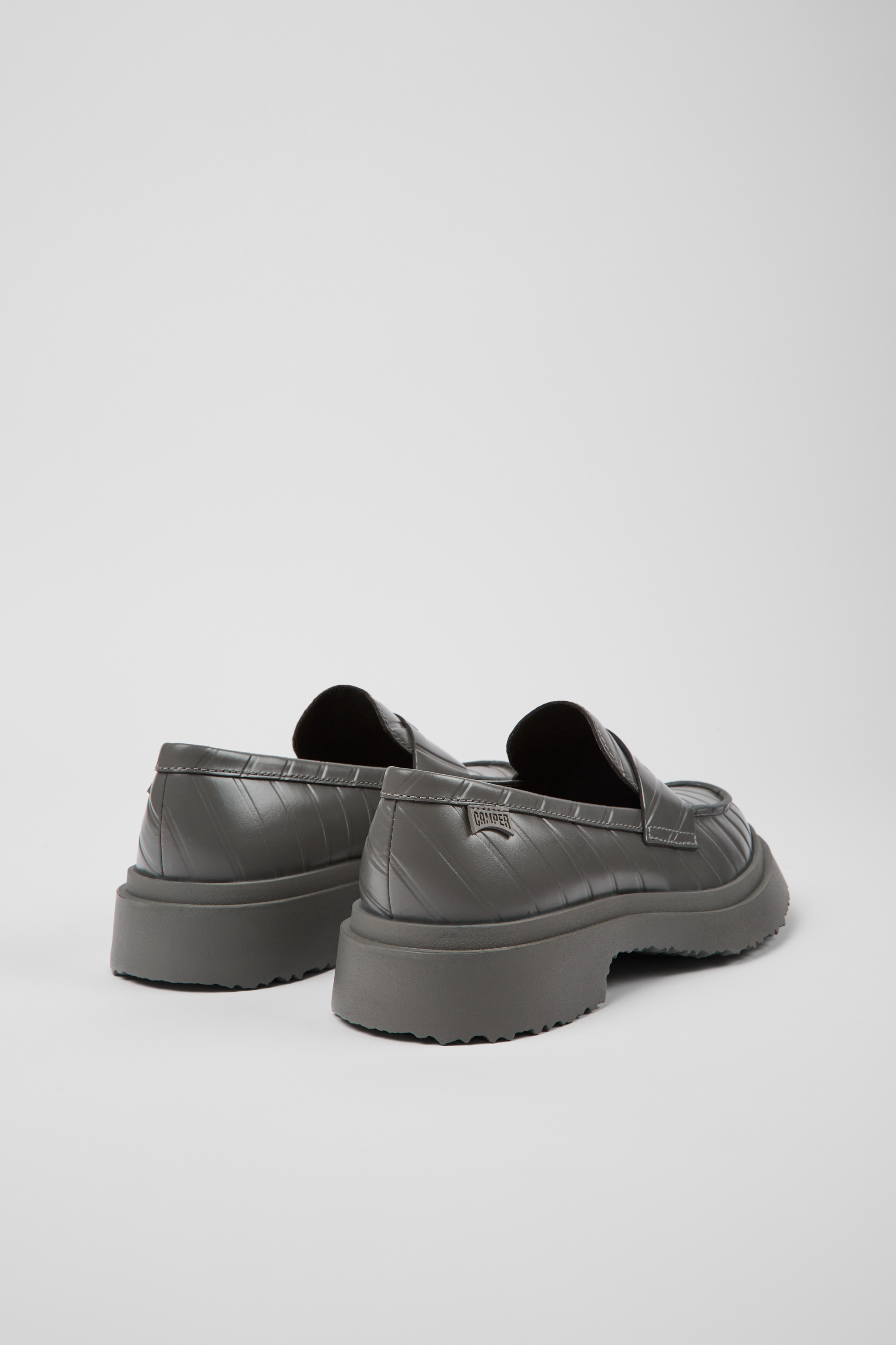 Twins - Gray leather loafers for women