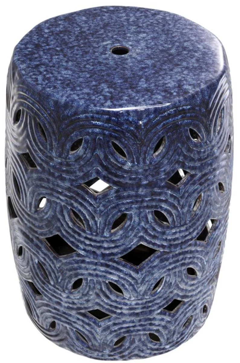 Casa Padrino tambor de cerámica azul Ø 33 x H. 45 cm - Decoración de salón de diseño