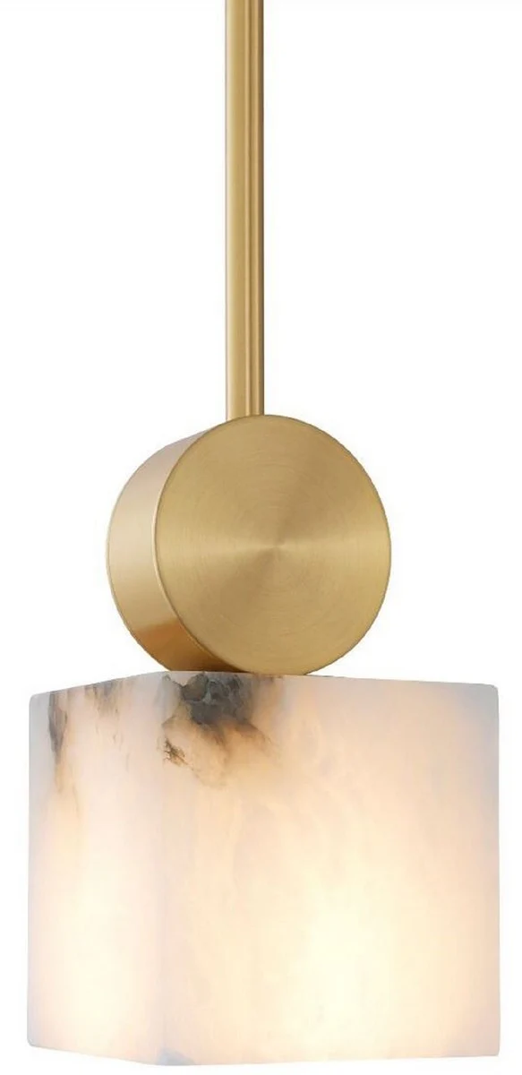 Casa Padrino lámpara colgante de lujo alabastro / latón 12 x 12 x A. 24 cm - Colección de Lujo