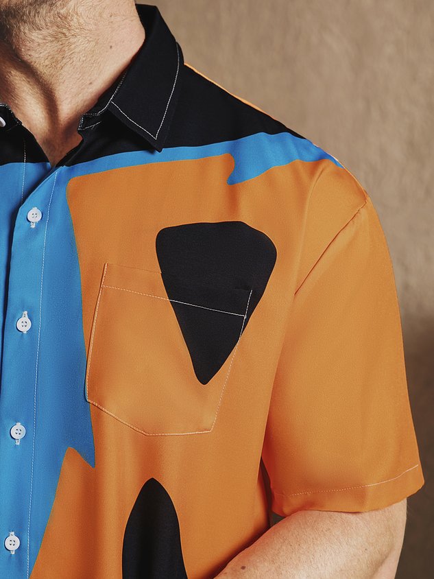 Creative Chest Pocket Short Sleeve Casual Shirt