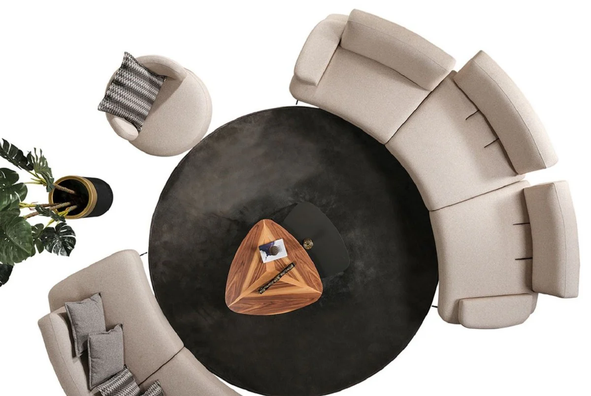 Casa Padrino sof¨¢ de lujo con respaldos regulables beige / negro 350 cm