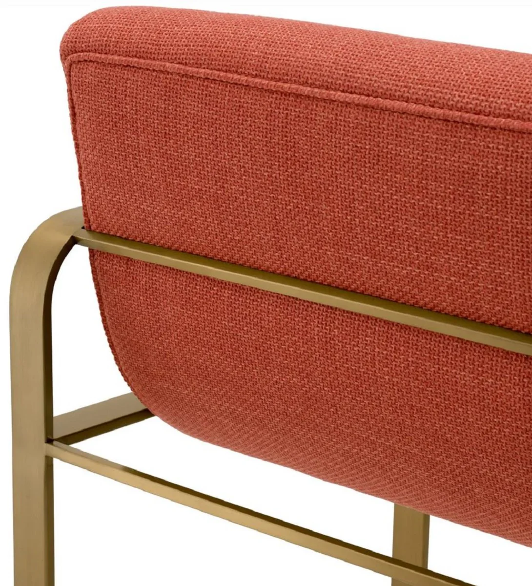 Casa Padrino silla de bar de terciopelo de lujo con reposabrazos naranja / lat¨®n 53,5 x 57,5 ??x A. 107 cm - Taburete de bar tapizado de acero inoxidable - Muebles de bar de lujo - Calidad de lujo