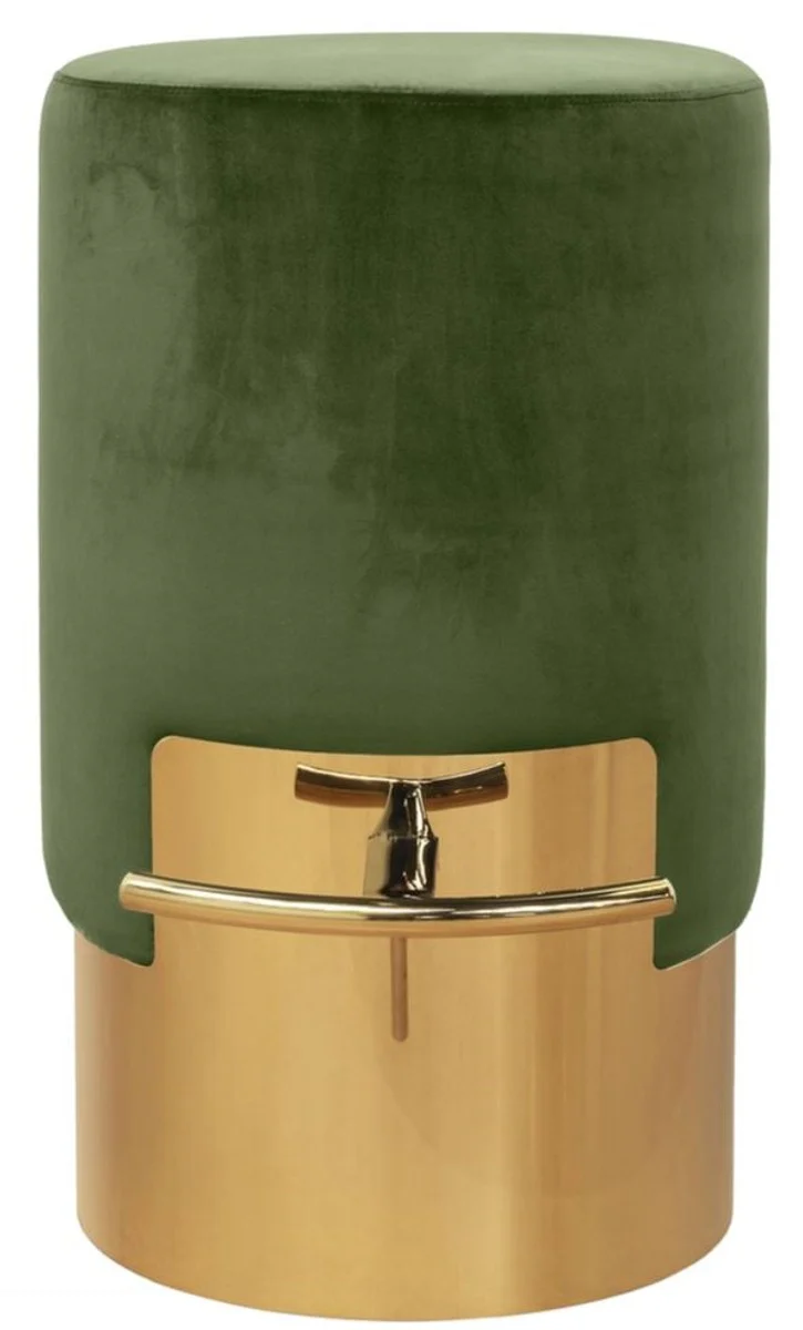 Casa Padrino taburete de bar verde musgo / oro Ø 46 x H. 76 cm - Muebles Bar