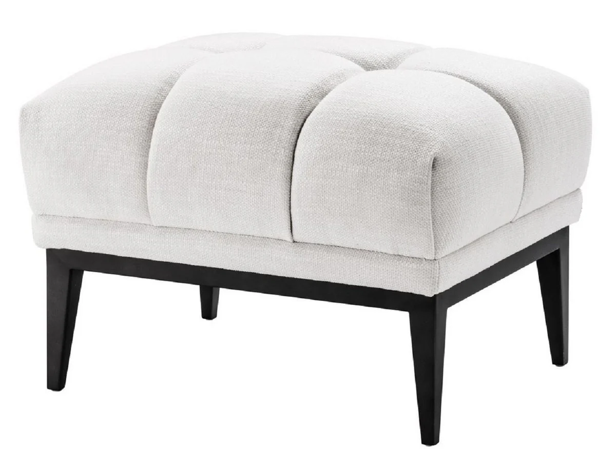 Casa Padrino taburete de pie de lujo blanco / negro 65 x 53 x H. 44 cm - Taburete Rectangular con Patas de Acero Inoxidable - Muebles de Sal¨®n