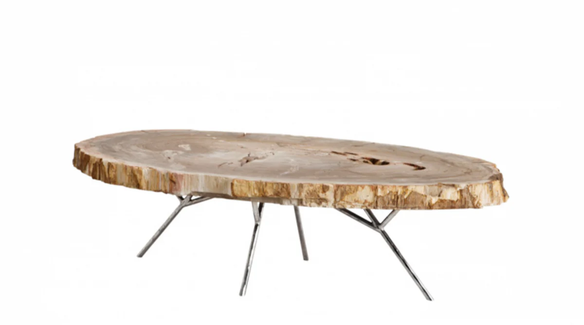 Casa Padrino Art Deco luxury coffee table petrified wood - living room coffee table - Limited Edition