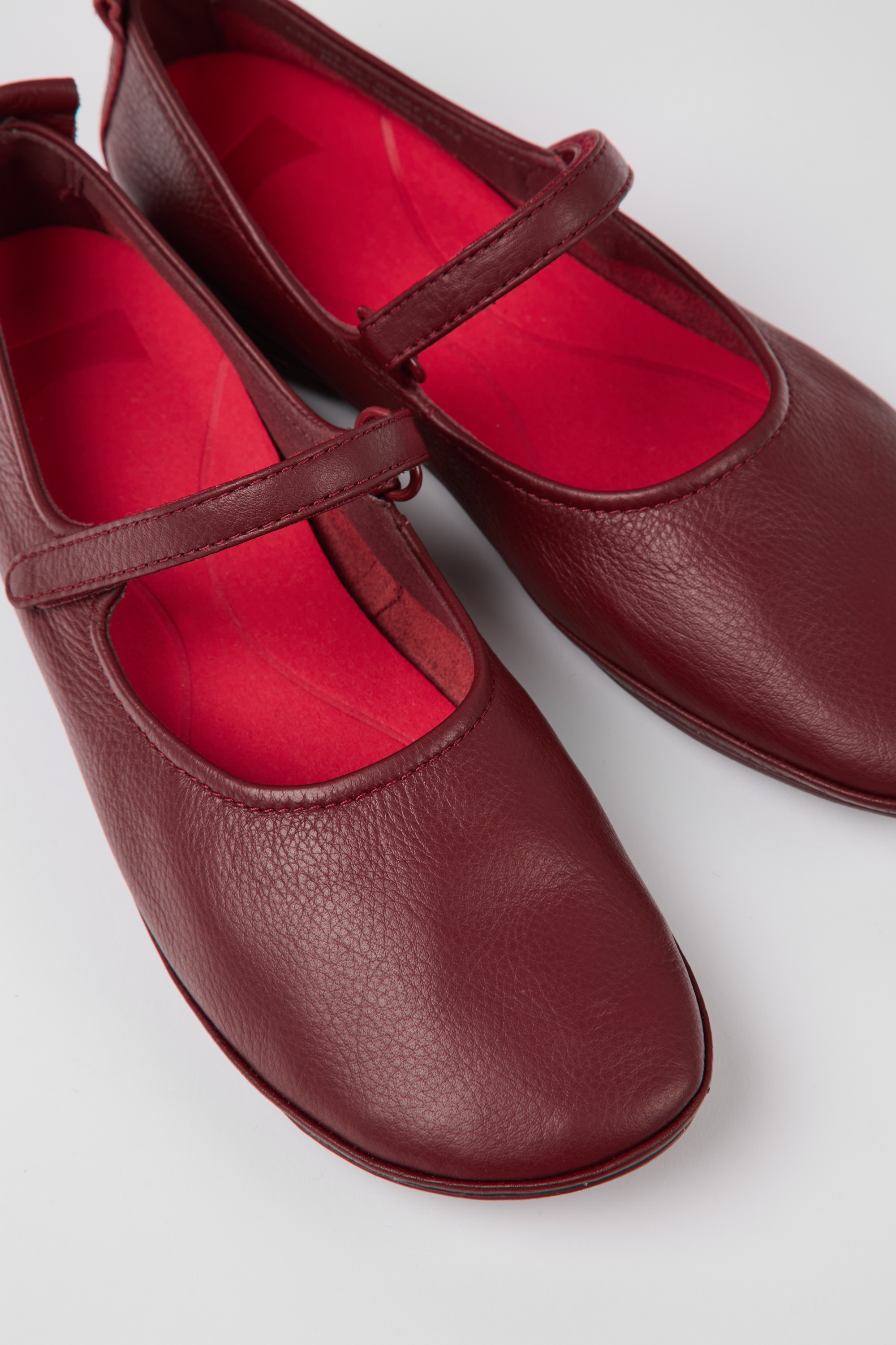 Right - Burgundy leather ballerina flats for women