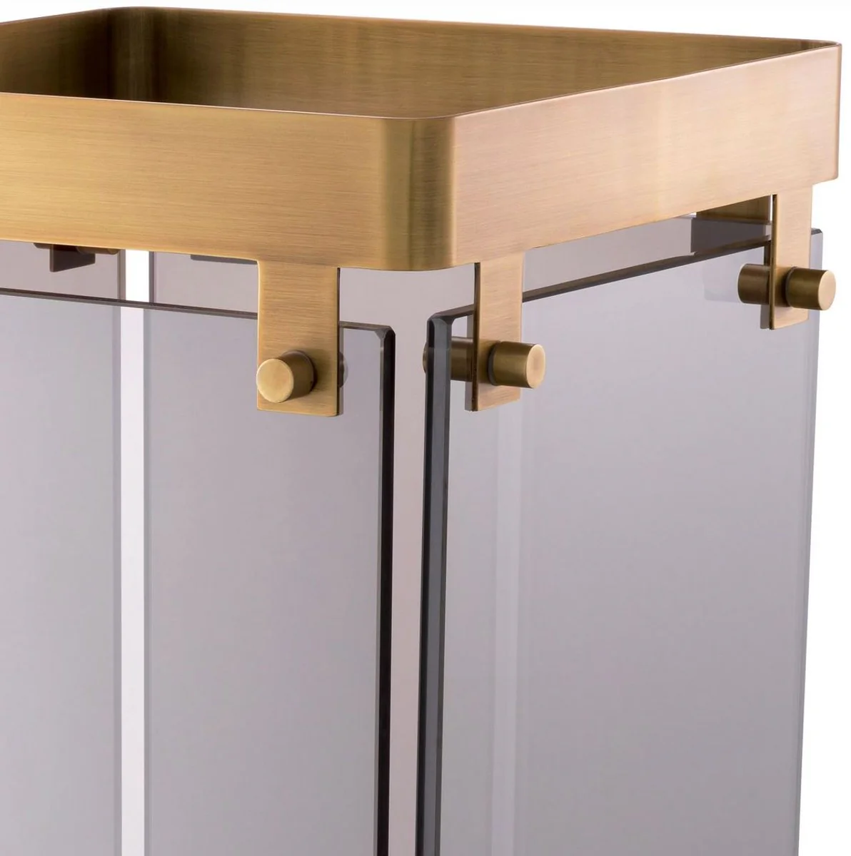 Casa Padrino Parag¨¹ero de Lujo Lat¨®n Antiguo / Gris 29,5 x 29,5 x A. 60,5 cm - Parag¨¹ero de Metal con Vidrio Tintado - Accesorios para Hoteles y Restaurantes - Accesorios de Lujo