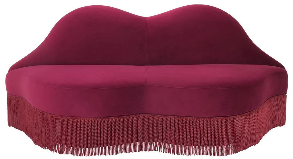 Casa Padrino sof¨¢ de terciopelo de dise?o labios boca rojo burdeos 195 x 80 x A. 97 cm - Muebles de sal¨®n de dise?o - Colecci¨®n de Lujo