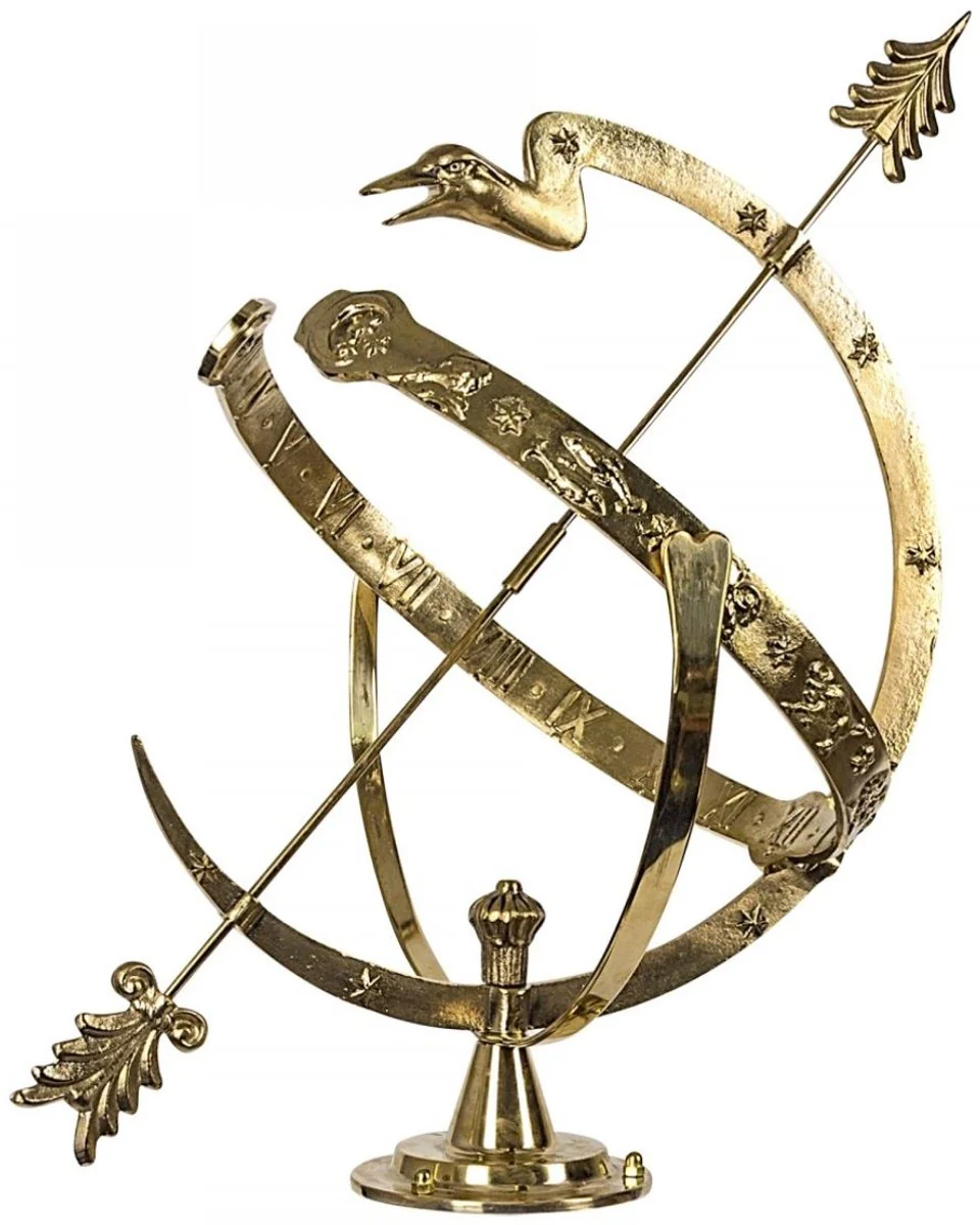 Casa Padrino Reloj de Sol Art Nouveau Oro Ø 40 x H. 58 cm - Decoración de Jardín de Lujo