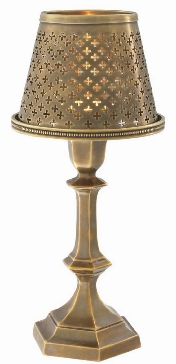 Casa Padrino titular de candelita de lujo de latón con pantalla latón vintage Ø 16 x H. 36 cm - Accesorios Deco