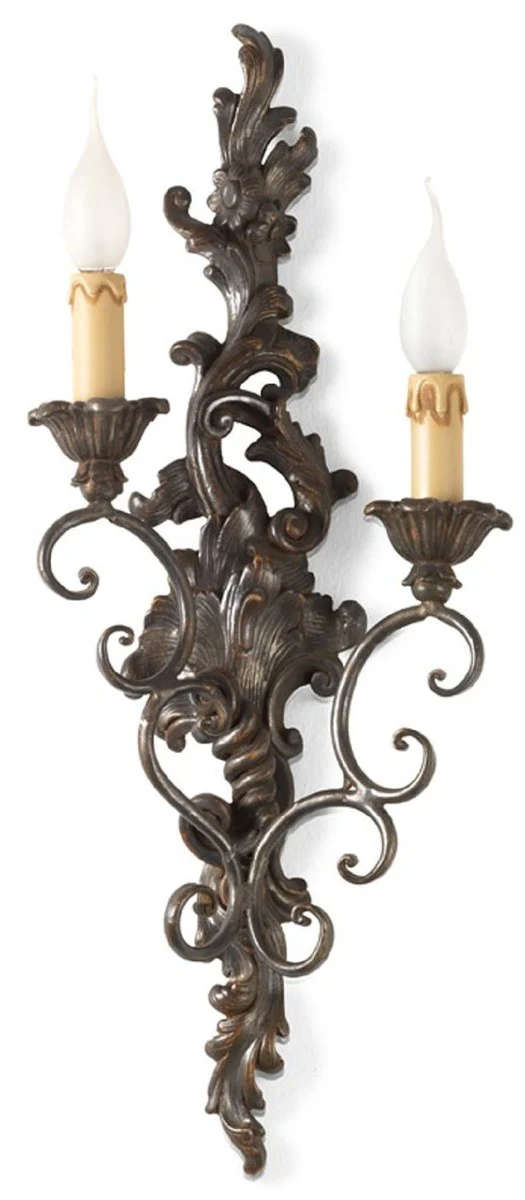 Casa Padrino l¨¢mpara de pared doble barroco de lujo gris antiguo A. 60 cm - Hecho en Italia