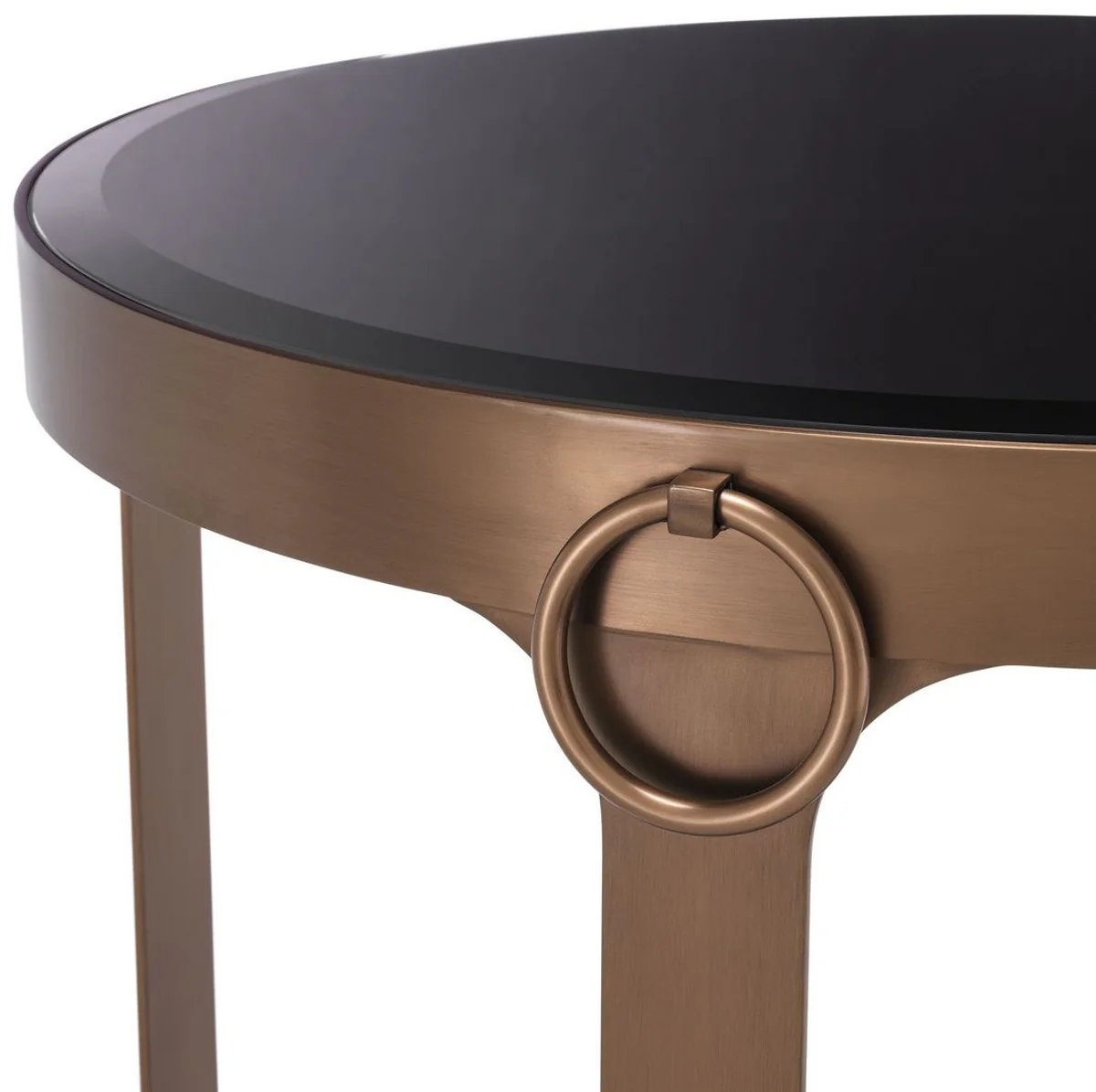 Casa Padrino mesa auxiliar de lujo cobre / negro ? 60 x A. 47 cm - Mesa redonda de acero inoxidable con tapa de vidrio - Muebles de sal¨®n - Muebles de Lujo