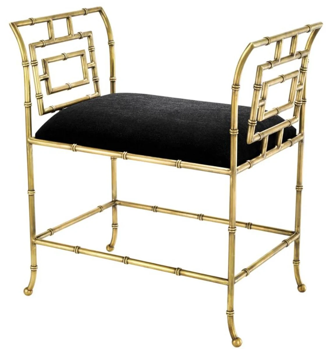 Casa Padrino banco de lujo latón vintage / negro 66 x 42 x H. 73 cm - Muebles de Lujo