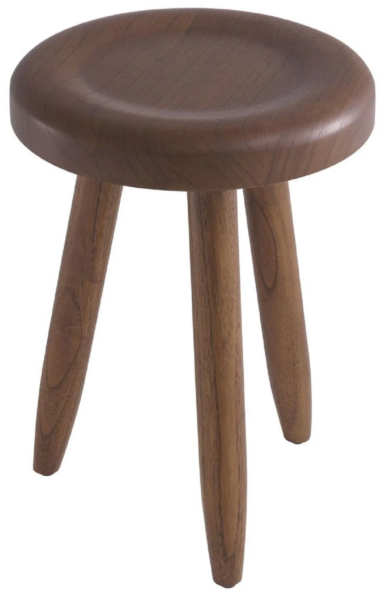 Casa Padrino taburete de lujo marr¨®n ? 31 x A. 45 cm - Taburete de madera maciza - Taburete redondo de madera Mindi - Muebles de Lujo
