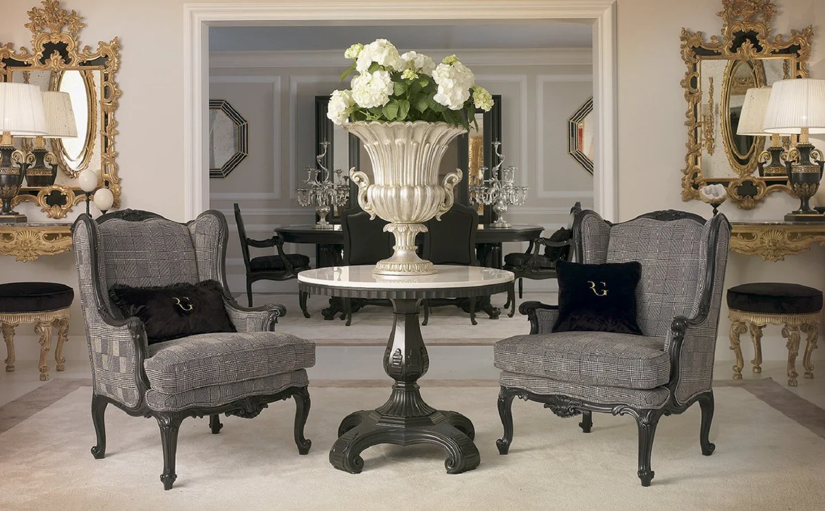 Casa Padrino Jarrón Decorativo Barroco de Lujo Plata Antigua - Magnífico Jarrón de Madera Maciza Estilo Barroco - Accesorios Decorativos Barrocos - Calidad de Lujo - Hecho en Italia